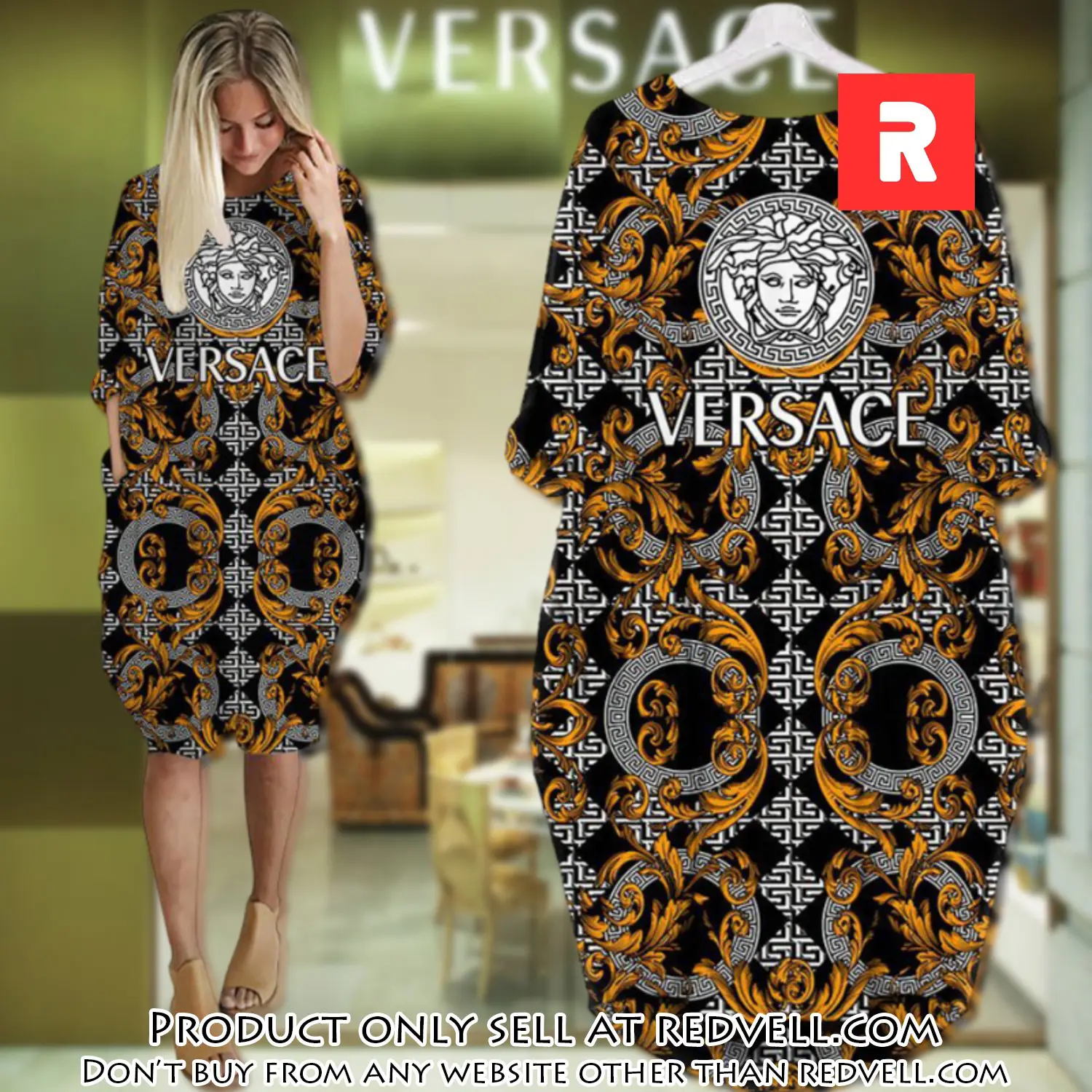 Gianni versace black batwing pocket dress luxury brand for women pd084 rv4837612